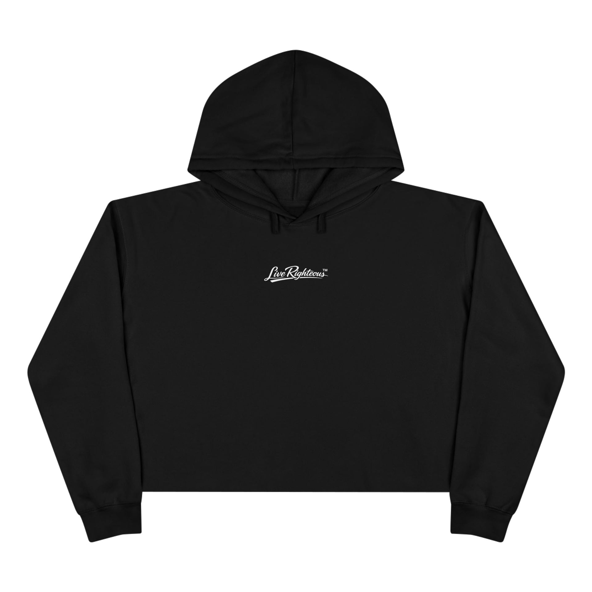 Cropped Script Logo Hoodie — Minimal White Crop Sweatshirt